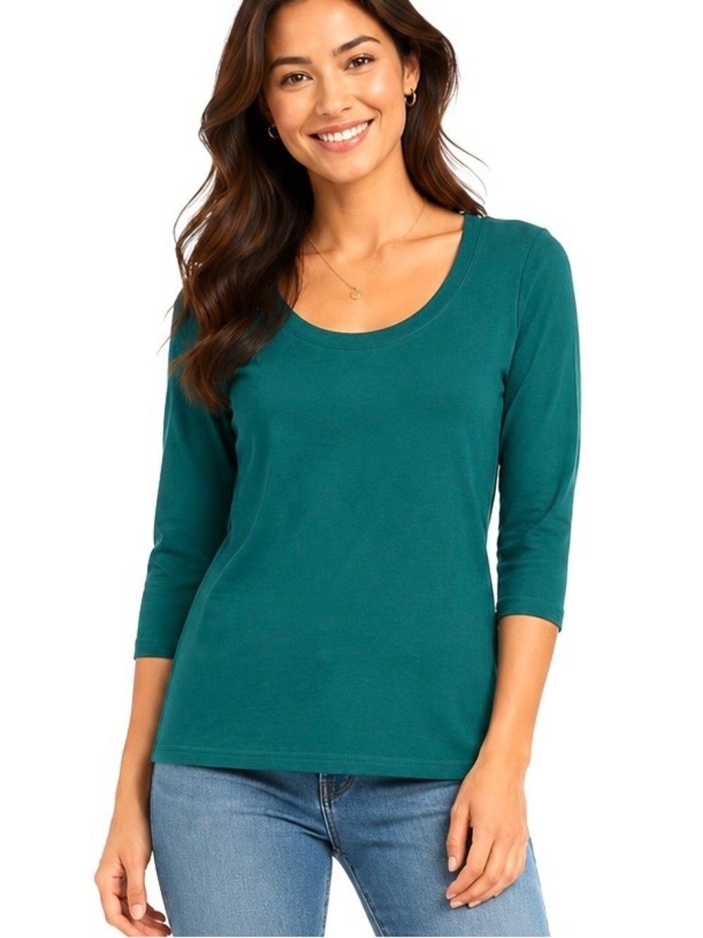 Pact Women's Large Softspun Scoop Neck Three-Quarter Sleeve Tee